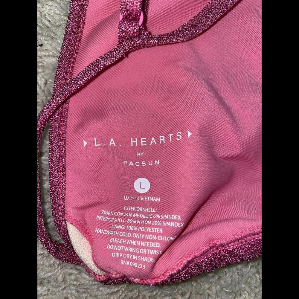 L.A. Hearts by PacSun Shimmering Pink Bikini Top - Size L - Chic Berry Color - Picture 3 of 3
